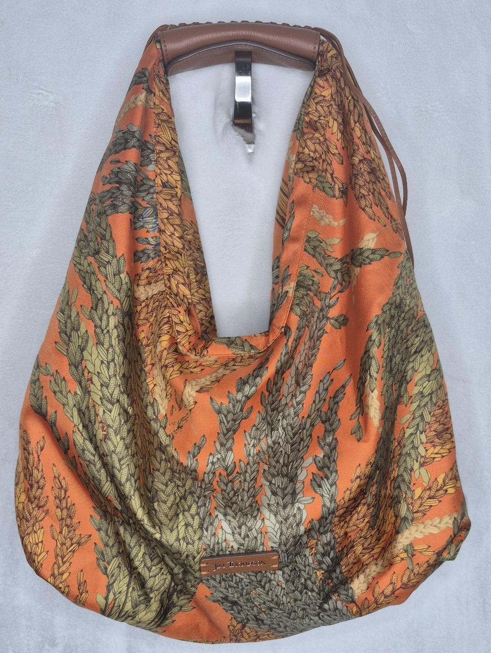 Jim Thompson NWT 100% Thai Silk Hobo Shoulder Bag & Matching Wallet Set Orange